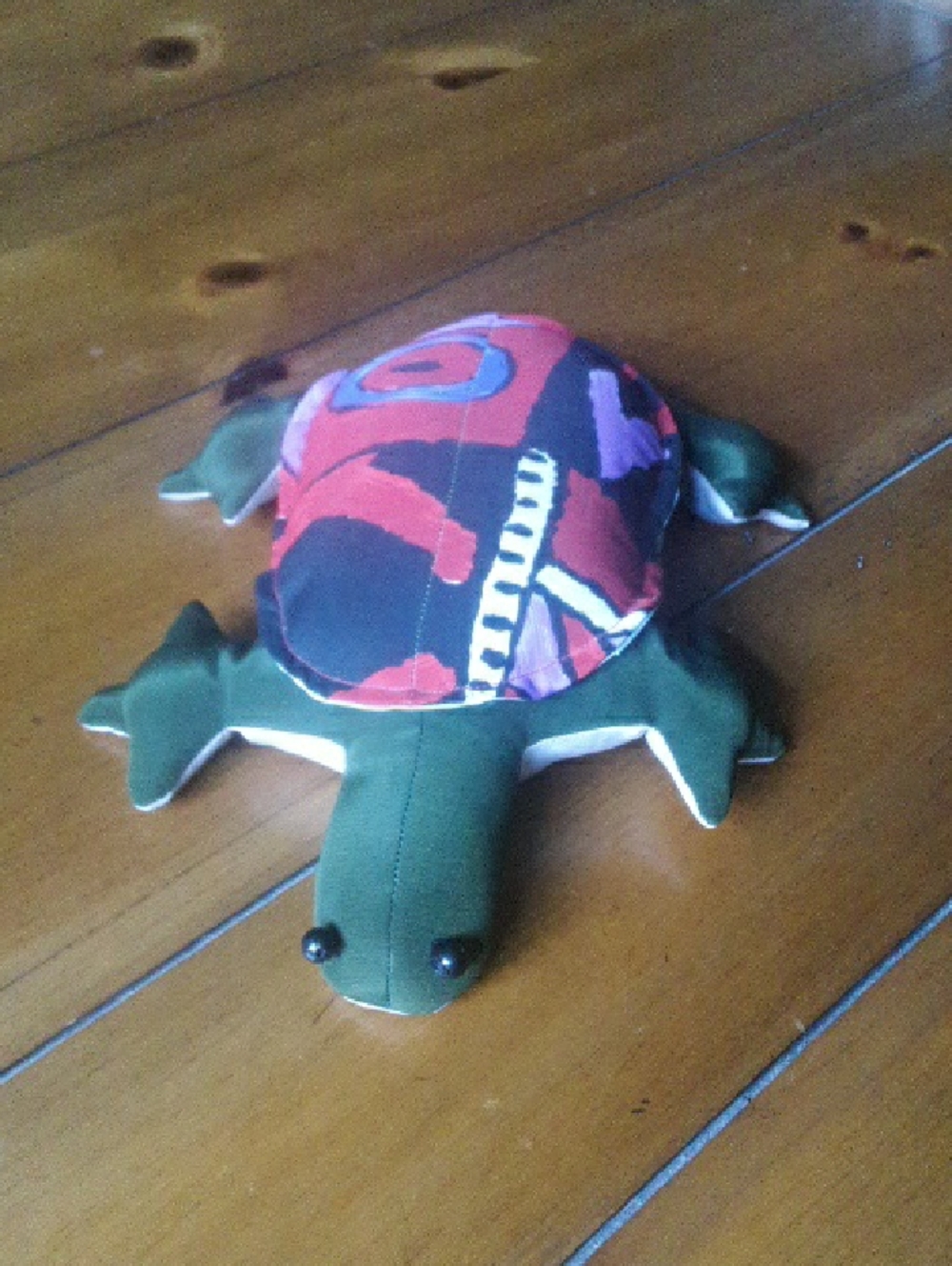 Plush Turtle Reptile Toy - Green with Multicolor Shell